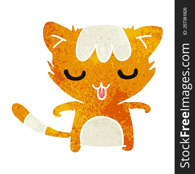 retro cartoon illustration of a kawaii cute cat. retro cartoon illustration of a kawaii cute cat