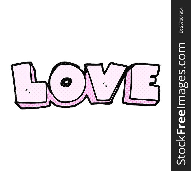 freehand drawn cartoon word love