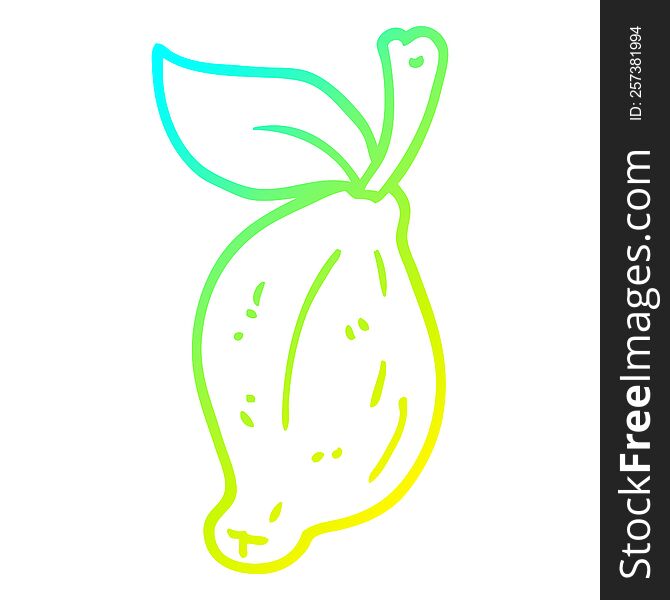 cold gradient line drawing of a cartoon organic lemon