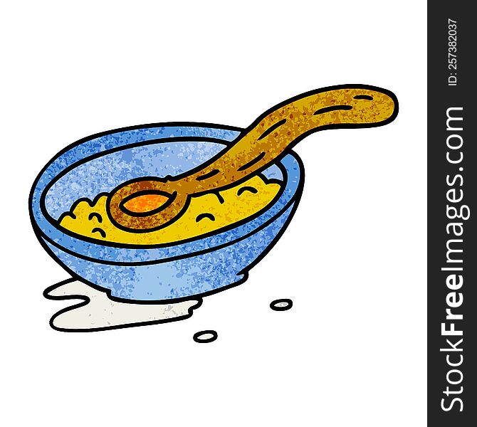 Textured Cartoon Doodle Of A Cereal Bowl