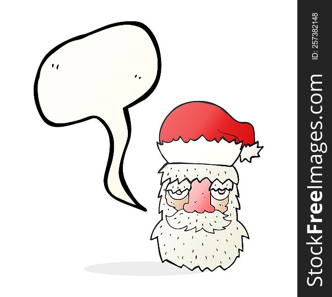 Speech Bubble Cartoon Tired Santa Claus Face