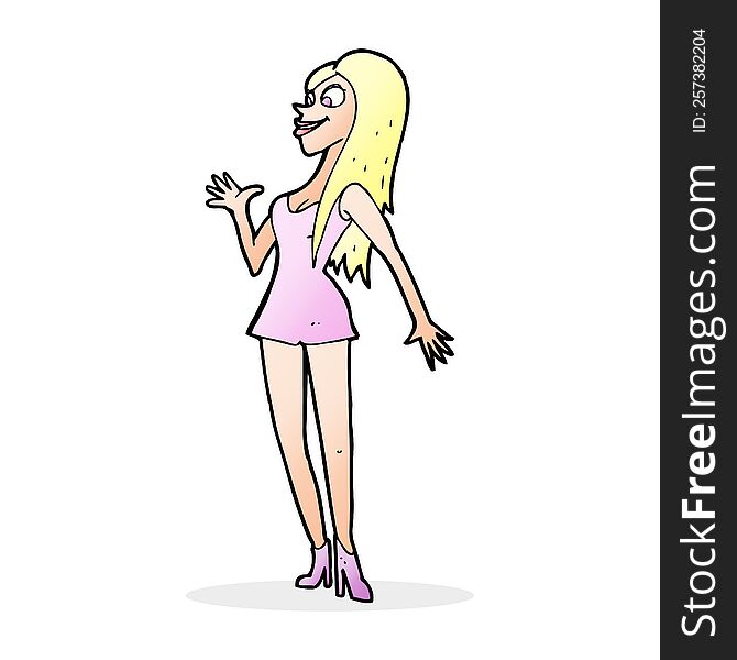 cartoon woman in pink dress