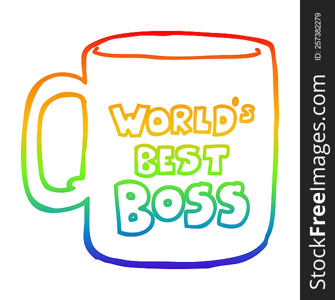 rainbow gradient line drawing of a worlds best boss mug