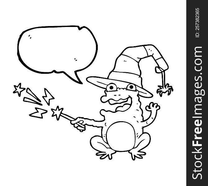 freehand drawn speech bubble cartoon toad casting spell