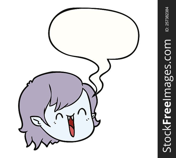 Cartoon Vampire Girl Face And Speech Bubble