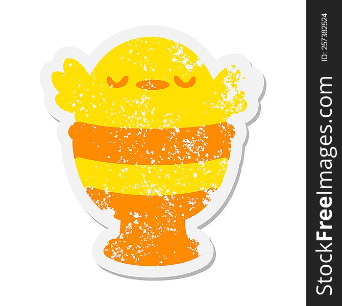 cute baby bird in egg cup grunge sticker