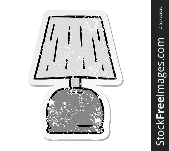 distressed sticker cartoon doodle of a bed side lamp