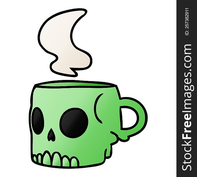 Gradient Cartoon Doodle Of A Skull Mug
