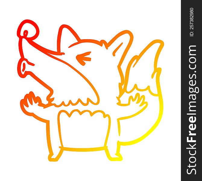 Warm Gradient Line Drawing Halloween Werewolf Howling