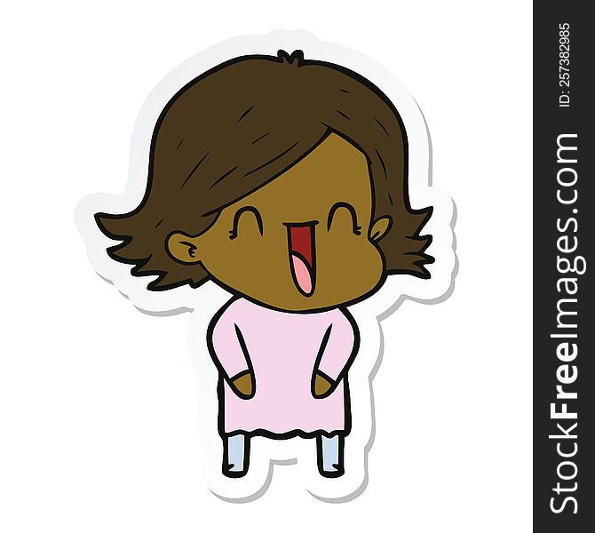 sticker of a cartoon laughing woman