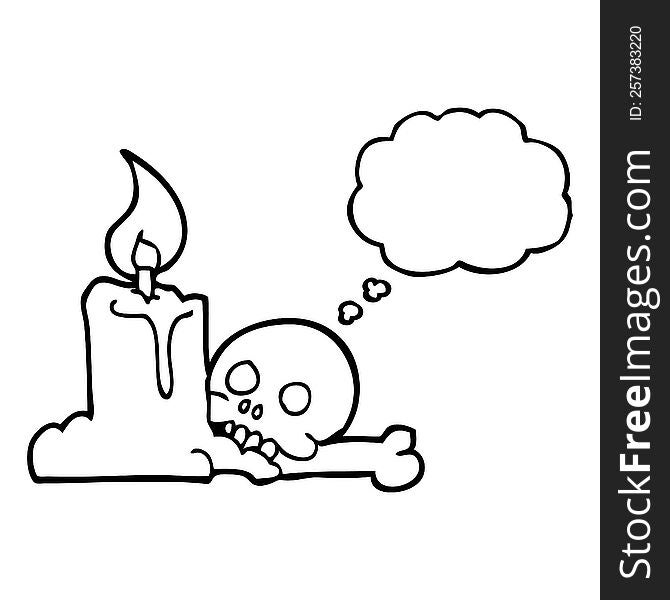Thought Bubble Cartoon Spooky Skull And Candle