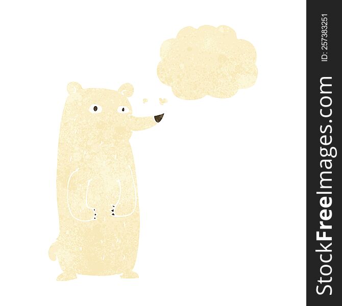 funny cartoon polar bear with thought bubble