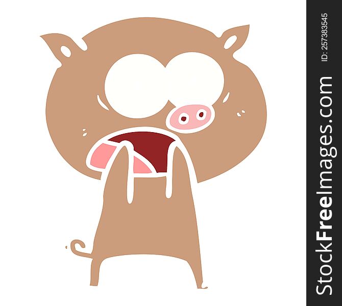 Flat Color Style Cartoon Pig Shouting