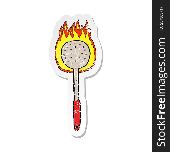 retro distressed sticker of a cartoon kitchen utensil