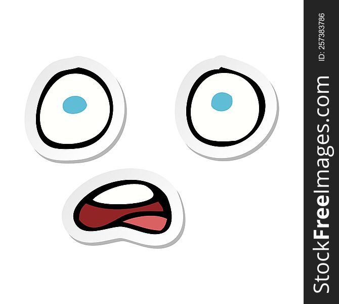 Sticker Of A Shocked Cartoon Face