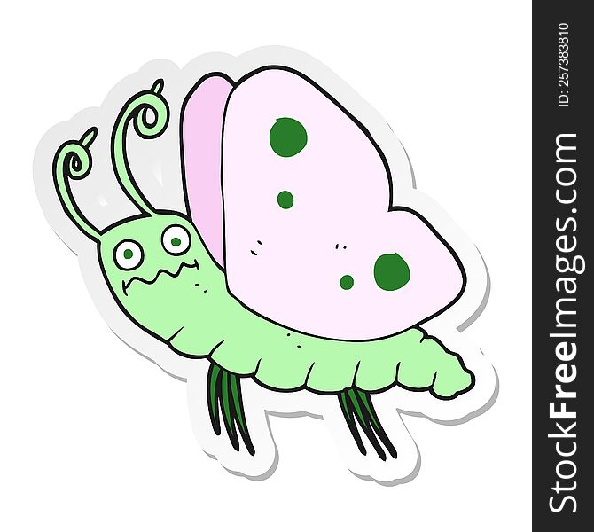 sticker of a cartoon funny butterfly