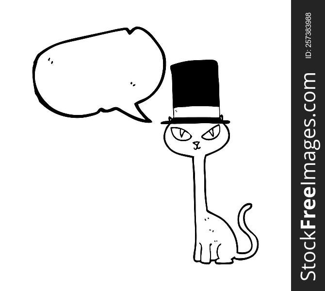freehand drawn speech bubble cartoon posh cat