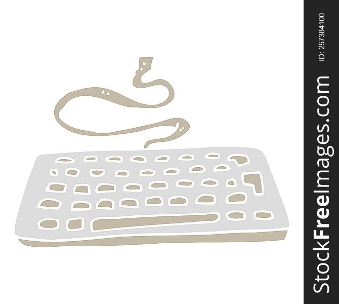 Flat Color Illustration Of A Cartoon Computer Keyboard
