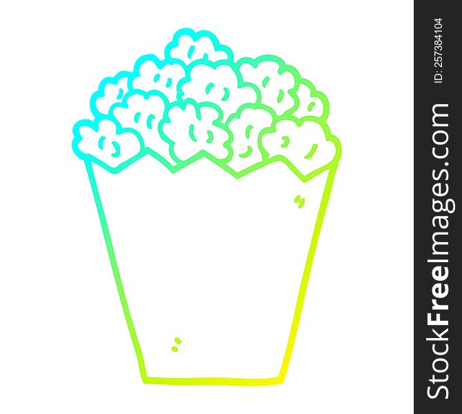 cold gradient line drawing of a cartoon popcorn