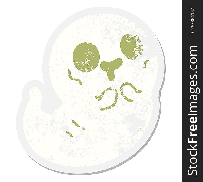 Spooky Cute Halloween Ghost Grunge Sticker