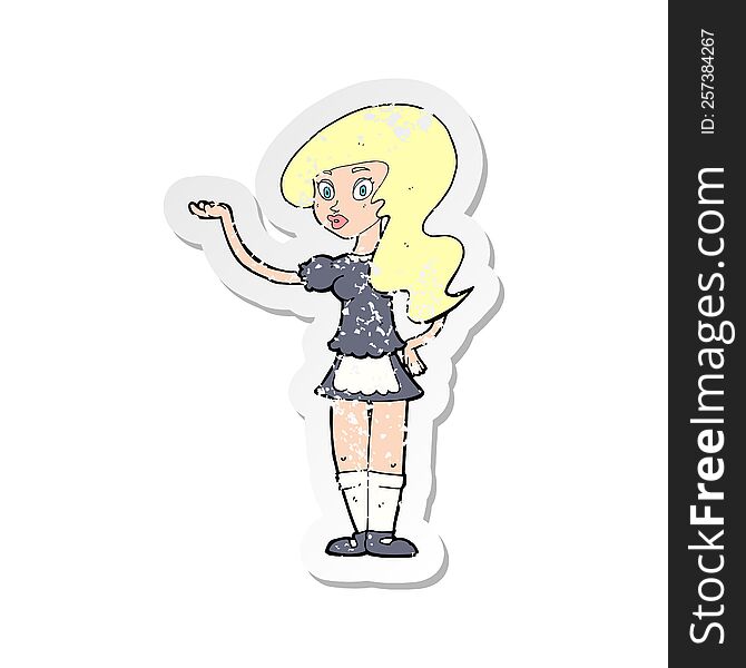 retro distressed sticker of a cartoon waitress