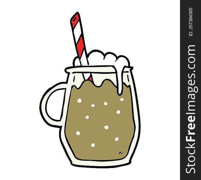 cartoon glass of root beer with straw. cartoon glass of root beer with straw