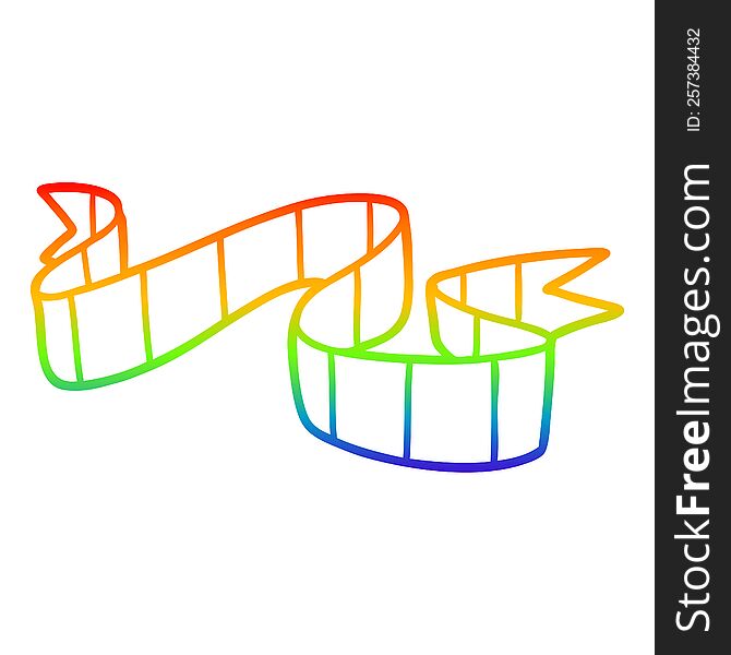 rainbow gradient line drawing of a cartoon decorative scroll