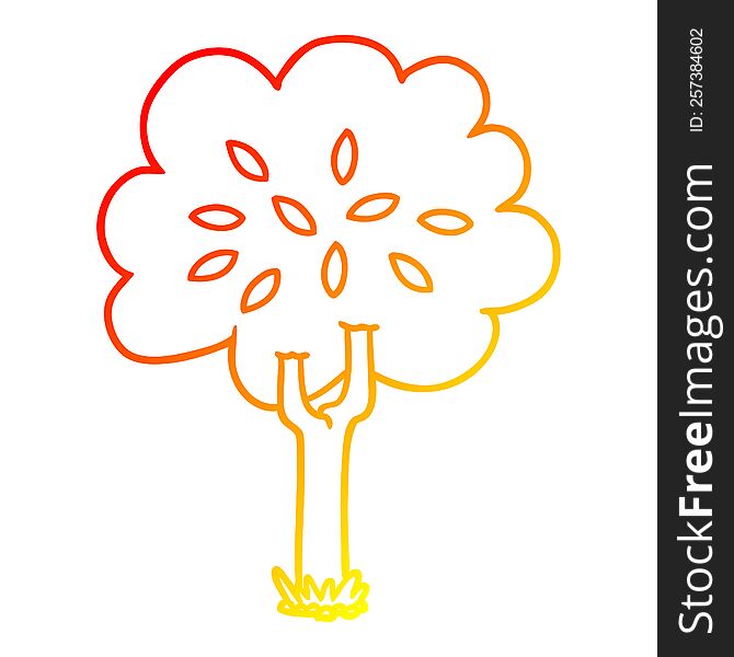 Warm Gradient Line Drawing Cartoon Tree