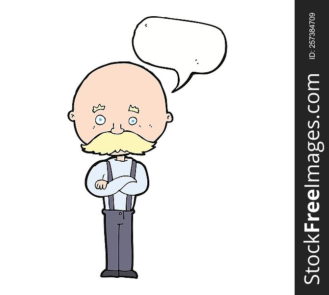 cartoon grandfather with speech bubble