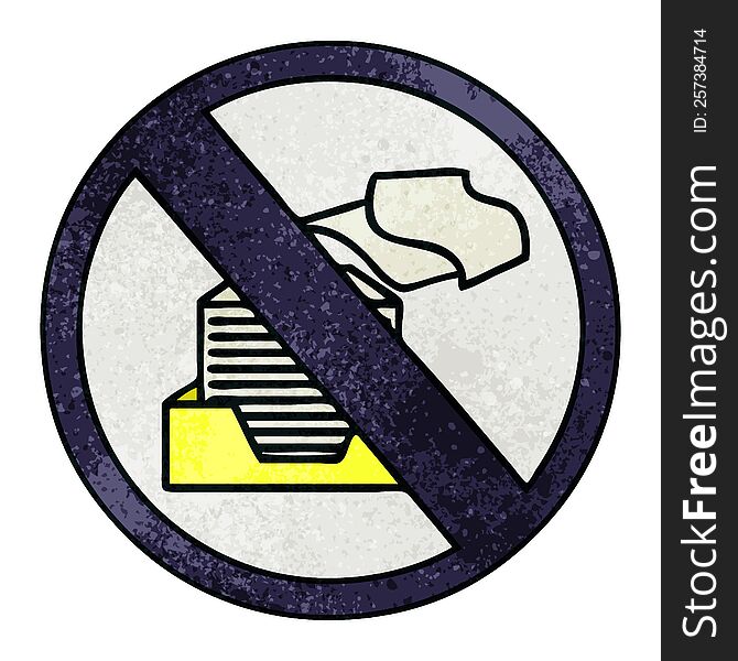 Retro Grunge Texture Cartoon Paper Ban Sign