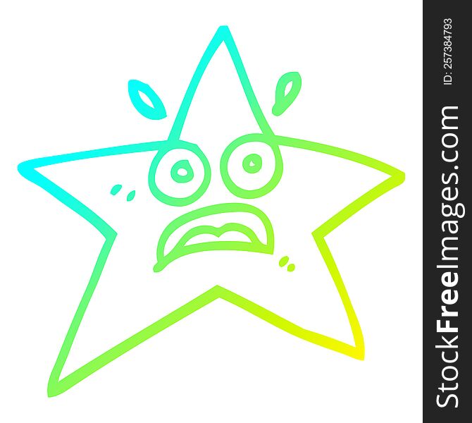 Cold Gradient Line Drawing Funny Cartoon Star