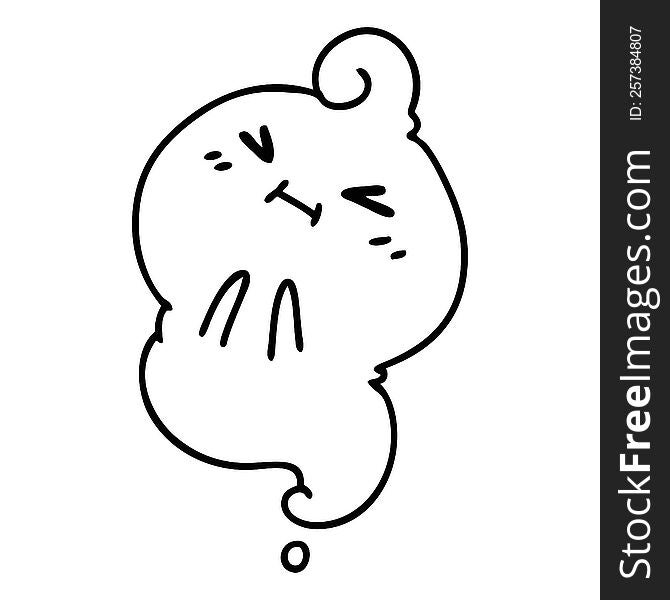 line doodle halloween ghost just floating around