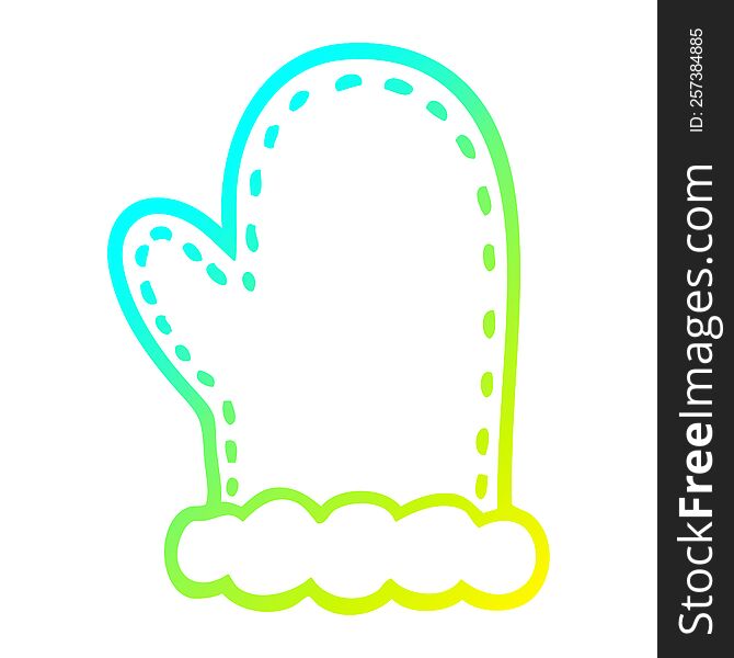 cold gradient line drawing of a cartoon oven mitts