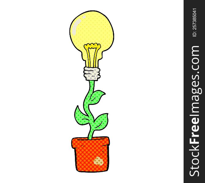 freehand drawn cartoon light bulb plant