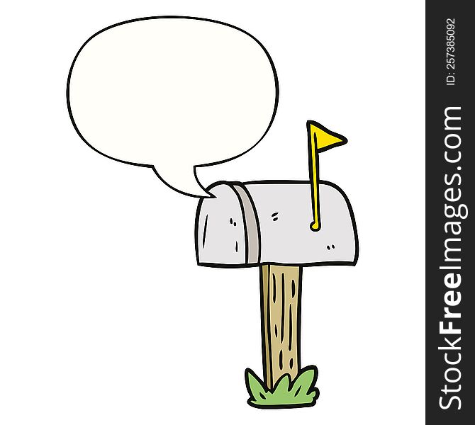 cartoon mailbox with speech bubble. cartoon mailbox with speech bubble