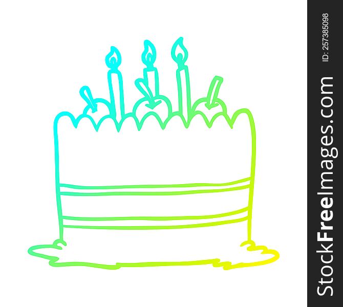 cold gradient line drawing of a birthday cake