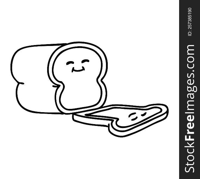 line doodle sliced loaf of bread
