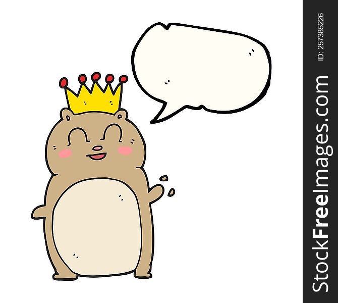 Speech Bubble Cartoon Waving Hamster