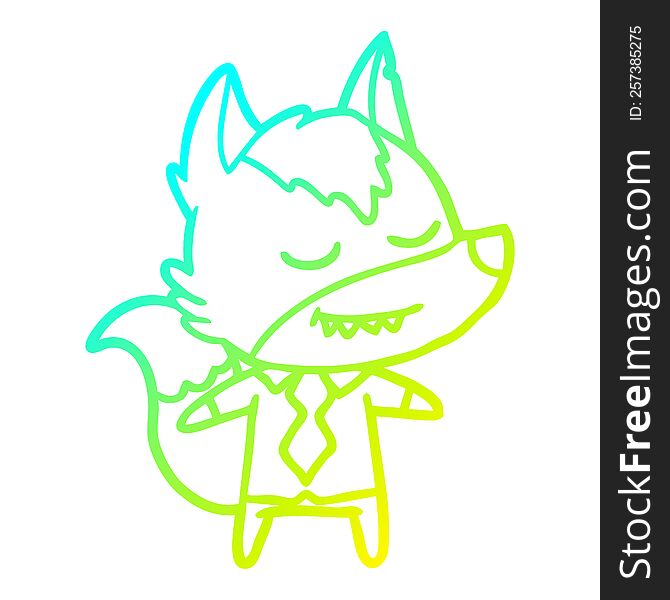 Cold Gradient Line Drawing Friendly Cartoon Boss Wolf