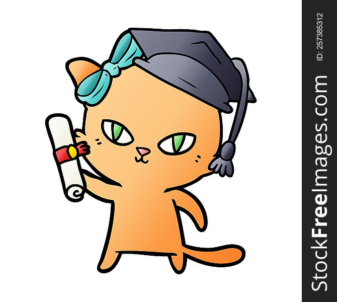 cute cartoon cat graduating. cute cartoon cat graduating