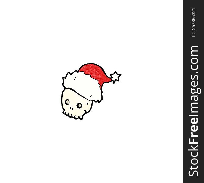 Cartoon Skull In Christmas Hat