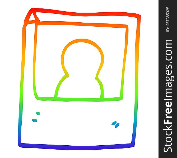 rainbow gradient line drawing of a cartoon instant photograph