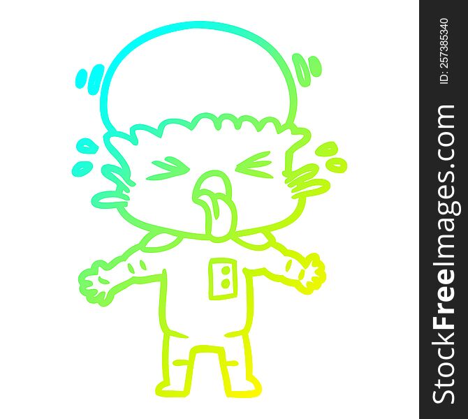 Cold Gradient Line Drawing Weird Cartoon Alien