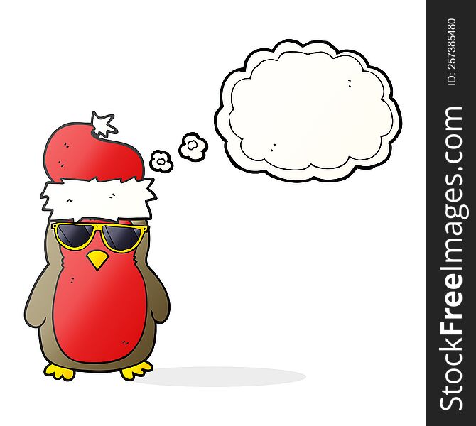 Thought Bubble Cartoon Cool Christmas Robin
