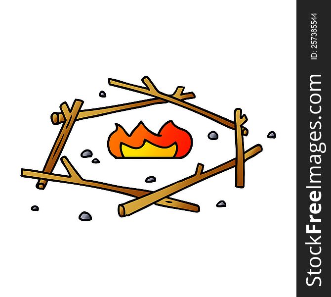 hand drawn gradient cartoon doodle of a camp fire
