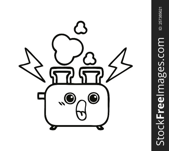 Line Drawing Cartoon Of A Toaster
