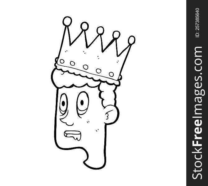 freehand drawn black and white cartoon idiot prince