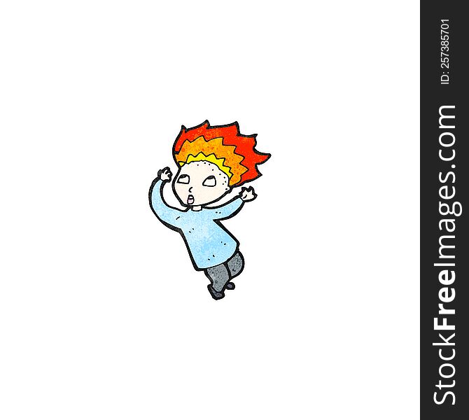 cartoon boy with flaming hair