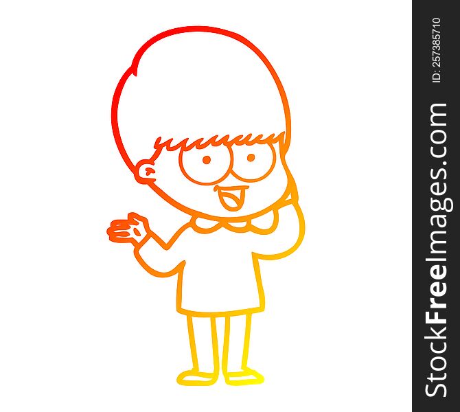 Warm Gradient Line Drawing Happy Cartoon Boy