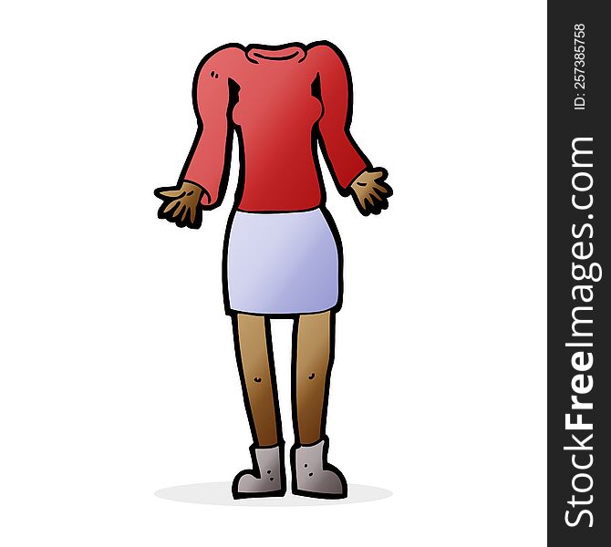 Cartoon Female Body With Shrugging Shoulders (mix And Match Cartoons Or Add Own Photos